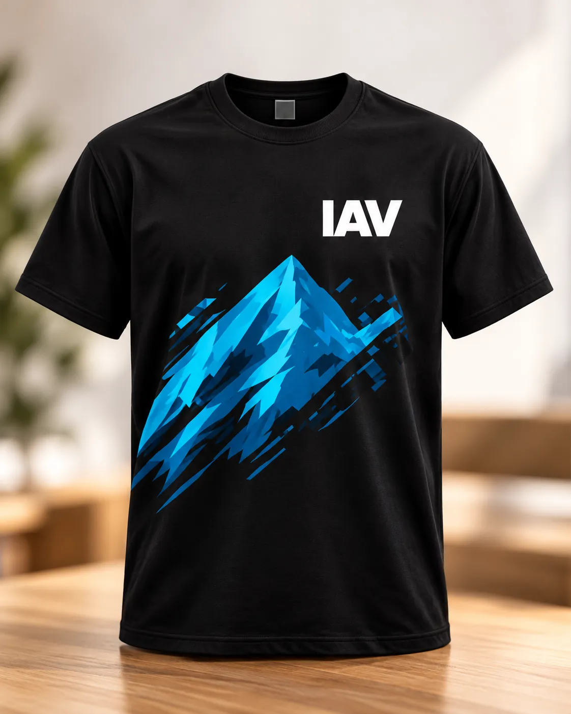 Camiseta negra personalizada con el logo IAV